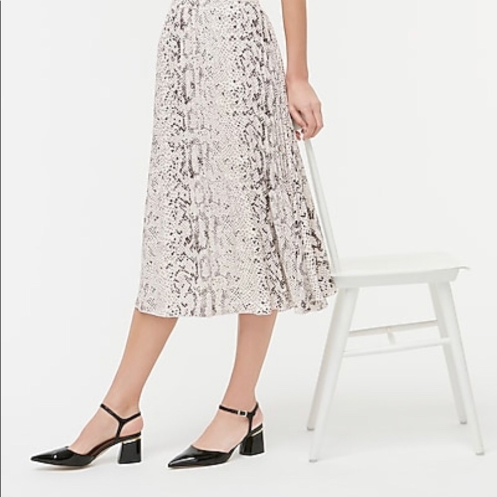 J. Crew Snakeskin Print Pleated Midi Skirt
